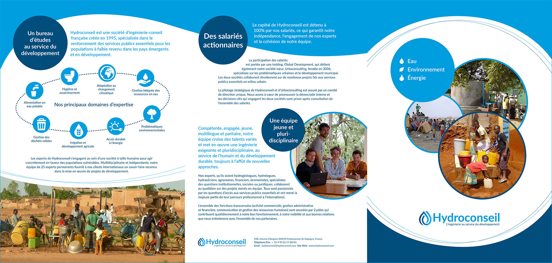 Hydroconseil: French brochure spread, page 1